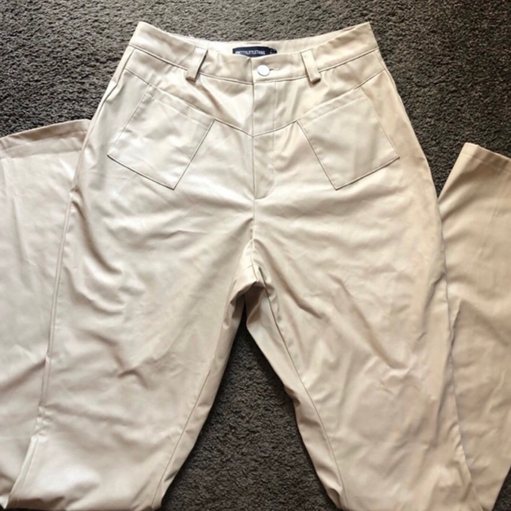 Leather cream pants, brand new, PLT
